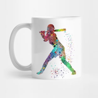 Girl Baseball Softball Batter Watercolor Painting Art Gifts Mug